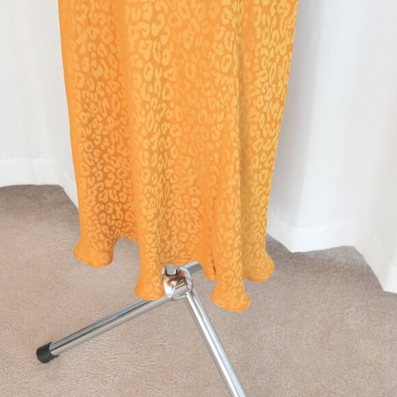 Banana Republic Goldenrod Leopard Print Bias Cut Satin Slip Midi Skirt Sz S - Picture 6 of 8